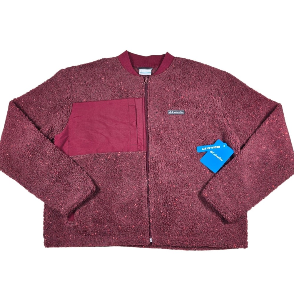 Columbia Stellar Path Fleece Bomber Jacket Rich Wine Full Zip- Women's Sz XL NWT